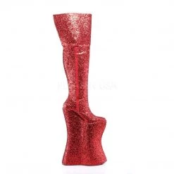 Pleaser Pink Label Boots VIVACIOUS-3016 Red-Gold Glitter