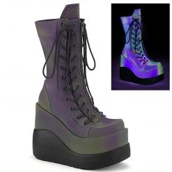 Demonia VOID-118 Green Multi Reflective Mid-Calf Boot New Arrivals