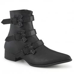 Demonia WARLOCK-50-B Black Vegan Leather Ankle Boot Boots