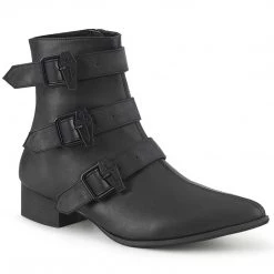 Demonia WARLOCK-50-C Black Vegan Leather Ankle Boot Boots