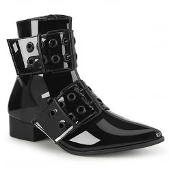 Demonia New Arrivals WARLOCK-55 Black Patent Ankle Boot