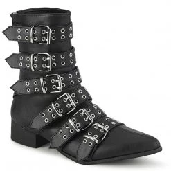 Demonia WARLOCK-70 Black Vegan Leather Calf Boot Boots