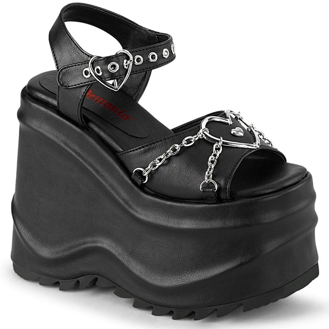 Demonia New Arrivals WAVE-09 Black Vegan Leather Sandal 4 Demonia New Arrivals WAVE-09 Black Vegan Leather Sandal