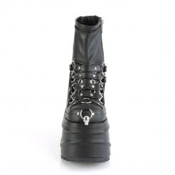 Demonia New Arrivals WAVE-110 Black Stretch Vegan Leather Ankle Boot