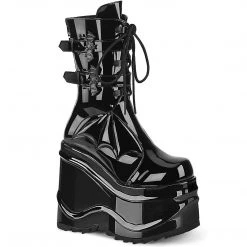 Demonia WAVE-150 Black Patent Mid-Calf Boot
