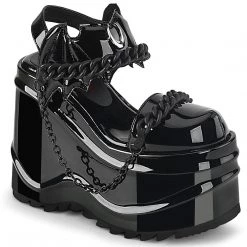 Demonia WAVE-20 Black Patent Sandal Shoes
