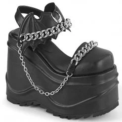 Demonia WAVE-20 Black Vegan Leather Sandal