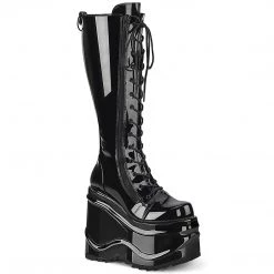 Demonia WAVE-200 Black Patent Knee Boot Boots