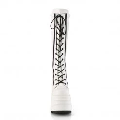 Demonia WAVE-200 White Vegan Leather Knee Boot