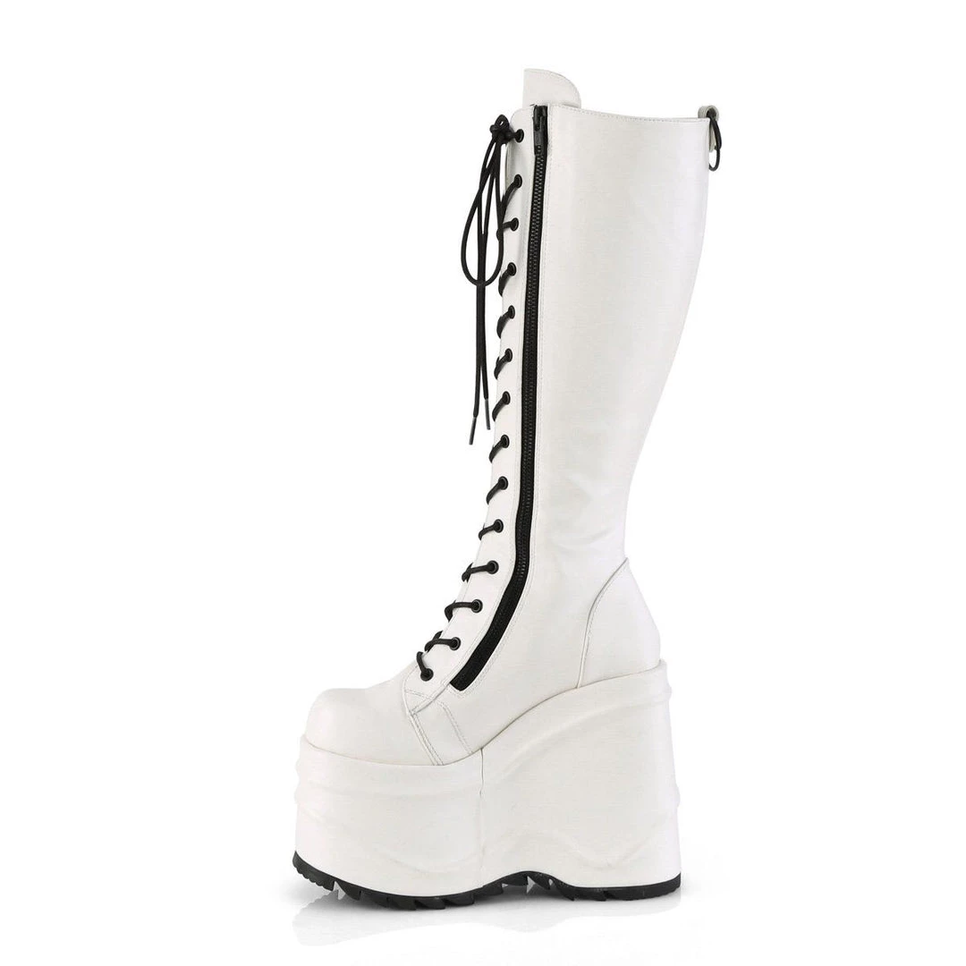 Demonia WAVE-200 White Vegan Leather Knee Boot 5 Demonia WAVE-200 White Vegan Leather Knee Boot