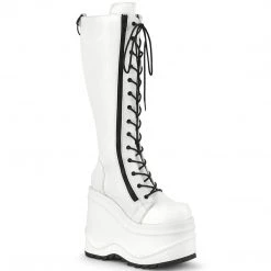 Demonia WAVE-200 White Vegan Leather Knee Boot 15 Demonia WAVE-200 White Vegan Leather Knee Boot