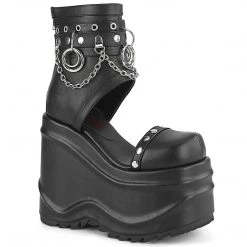 Demonia WAVE-22 Black Vegan Leather Sandal Boots