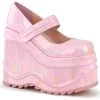 Demonia WAVE-32 Baby Pink Hologram Mary Janes 2 Demonia WAVE-32 Baby Pink Hologram Mary Janes