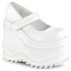 Demonia WAVE-32 White Vegan Leather Mary Janes Shoes