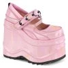Demonia WAVE-48 Baby Pink Hologram Patent Mary Janes Shoes 1 Demonia WAVE-48 Baby Pink Hologram Patent Mary Janes Shoes