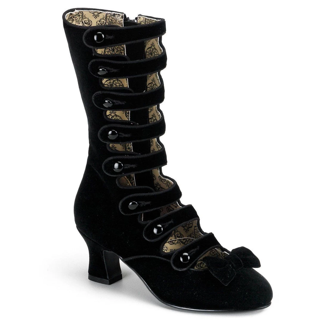 Bordello Boots WHIMSEY-115 Black Velvet 3 Bordello Boots WHIMSEY-115 Black Velvet