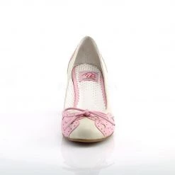 Pin Up Couture Shoes WIGGLE-17 Cream-Pink Faux Leather