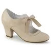 Pin Up Couture WIGGLE-32 Beige Faux Leather Shoes