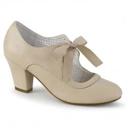 Pin Up Couture WIGGLE-32 Beige Faux Leather Shoes