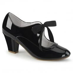 Pin Up Couture WIGGLE-32 Black Patent Shoes