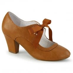 Pin Up Couture WIGGLE-32 Caramel Faux Leather Shoes