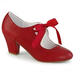 Pin Up Couture WIGGLE-32 Red Faux Leather Shoes