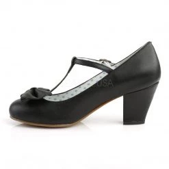 Pin Up Couture WIGGLE-50 Black Faux Leather Shoes