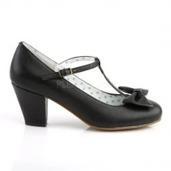 Pin Up Couture WIGGLE-50 Black Faux Leather Shoes
