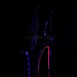 Pleaser Boots XTREME-1020TT Black Patent/Black-Neon HotPink Ankle Boot