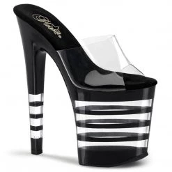 Pleaser XTREME-801LN Clear/Black Slide Shoes