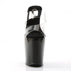 Pleaser XTREME-802 Clear/Black Platform Sandal Shoes