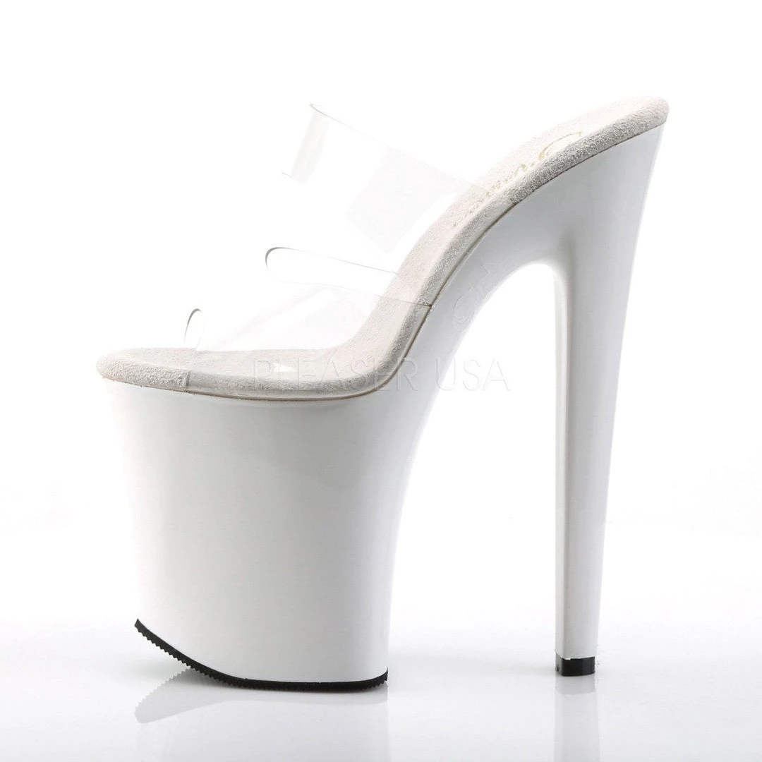 Pleaser XTREME-802 Clear/White Platform Sandal 5 Pleaser XTREME-802 Clear/White Platform Sandal