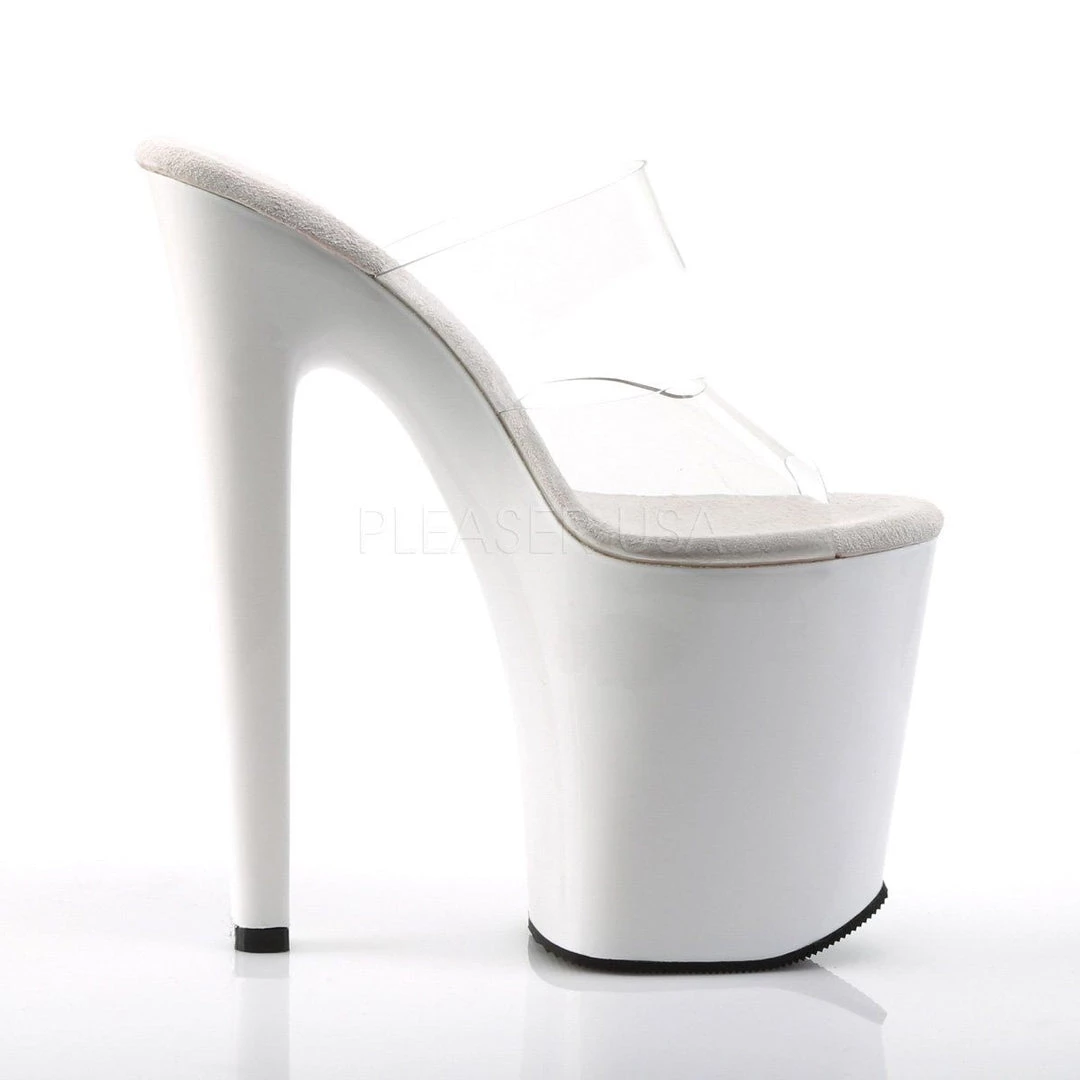 Pleaser XTREME-802 Clear/White Platform Sandal 7 Pleaser XTREME-802 Clear/White Platform Sandal