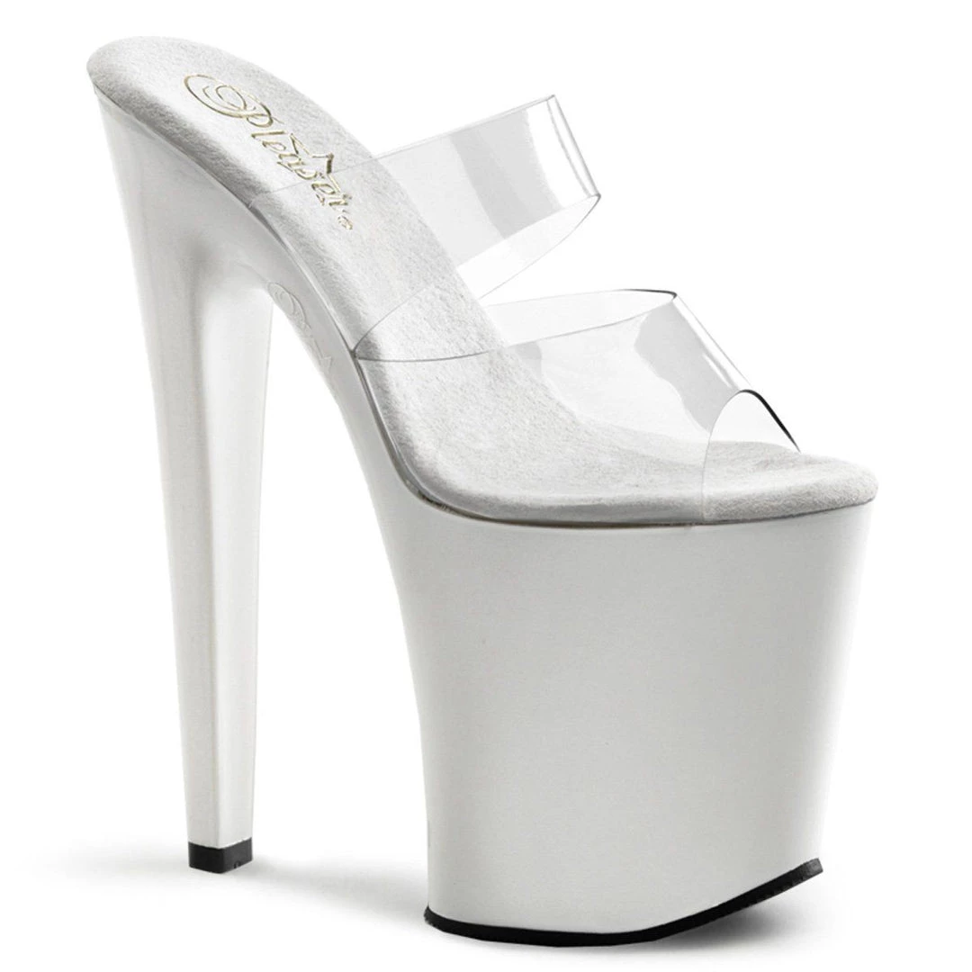 Pleaser XTREME-802 Clear/White Platform Sandal 8 Pleaser XTREME-802 Clear/White Platform Sandal