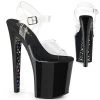 Pleaser Shoes XTREME-808CHS Clear/ Black -Silver Holo Platform Sandal