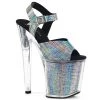 Pleaser Shoes XTREME-808N-CRHM Black Hologram TPU/Black Hologram Platform Sandal