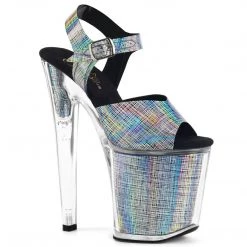 Pleaser Shoes XTREME-808N-CRHM Black Hologram TPU/Black Hologram Platform Sandal
