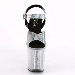 Pleaser Shoes XTREME-808N-CRHM Black Hologram TPU/Black Hologram Platform Sandal