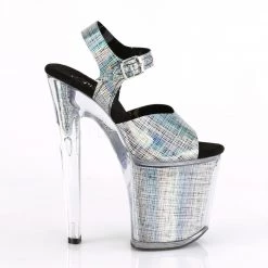 Pleaser Shoes XTREME-808N-CRHM Black Hologram TPU/Black Hologram Platform Sandal