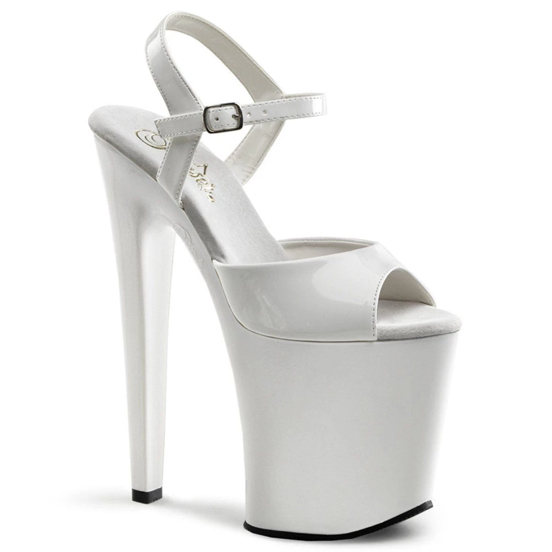 Pleaser XTREME-809 White Patent Platform Sandal 8 Pleaser XTREME-809 White Patent Platform Sandal