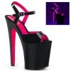 Pleaser Shoes XTREME-809TT Black Patent-Hot Pink/Black Platform Sandal