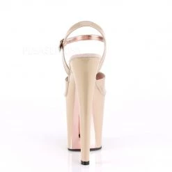 Pleaser XTREME-809TT Nude Patent-Rose Gold Chrome Platform Sandal Shoes