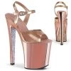 Pleaser XTREME-809TTG Rose Gold Metallic Pu/Rose Gold Chrome-Gltr Platform Sandal