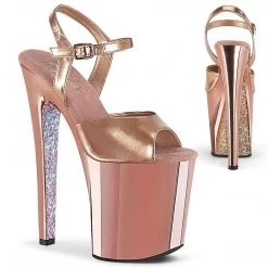 Pleaser XTREME-809TTG Rose Gold Metallic Pu/Rose Gold Chrome-Gltr Platform Sandal