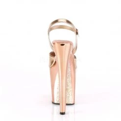 Pleaser XTREME-809TTG Rose Gold Metallic Pu/Rose Gold Chrome-Gltr Platform Sandal