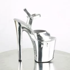 Pleaser Shoes XTREME-809TTG Silver Metallic Pu/Silver Chrome-Glitter Platform Sandal