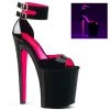 Pleaser Shoes XTREME-875TT Black Patent-Neon Hot Pink/Black Platform Sandal