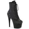 Pleaser ADORE-1020RM Black Faux Suede-Rhinestones Mesh/Black Matte