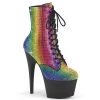 Pleaser ADORE-1020RS Rainbow Rhinestones/Black Matte