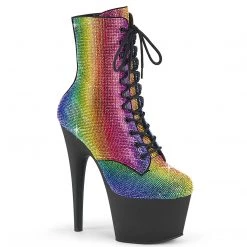 Pleaser ADORE-1020RS Rainbow Rhinestones/Black Matte